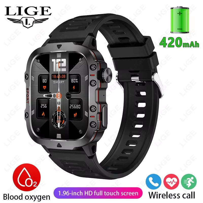 2024 Rugged Military Smart Watch Men Outdoor Watches Lp68 Waterproof 2.01" Al Voice Bluetooth Call Smartwatch for Android Los