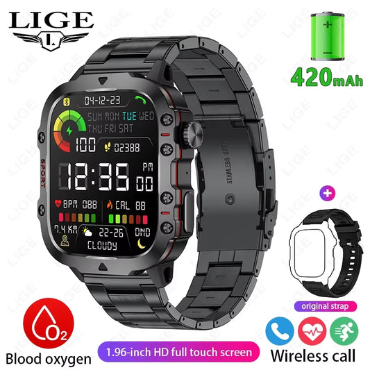 2024 Rugged Military Smart Watch Men Outdoor Watches Lp68 Waterproof 2.01" Al Voice Bluetooth Call Smartwatch for Android Los