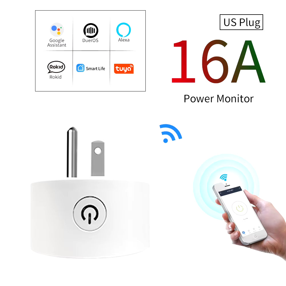 Wifi Smart Plug Sockets 16A EU Plug Tuya Smart Life APP Work with Alexa Google Home Smart-Home Automation EU UK Plug Yandex
