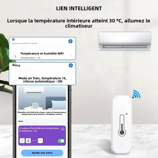 Tuya – capteur WIFI intelligent de température et d'humidité, moniteur à distance avec application pour maison intelligente, vie intelligente, fonctionne avec Alexa Google Assistant