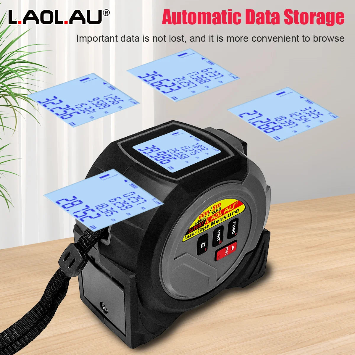 Mètre Laser 3 en 1, ruban à mesurer de 5m, 60M/196 pieds/40M/131 pieds, outil de mesure, ligne transversale, niveau Laser, boucle