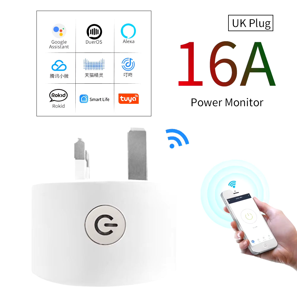 Wifi Smart Plug Sockets 16A EU Plug Tuya Smart Life APP Work with Alexa Google Home Smart-Home Automation EU UK Plug Yandex
